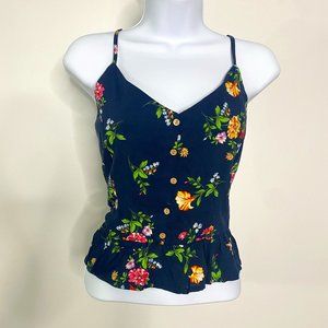 (Ambiance) Navy Floral Crop Top